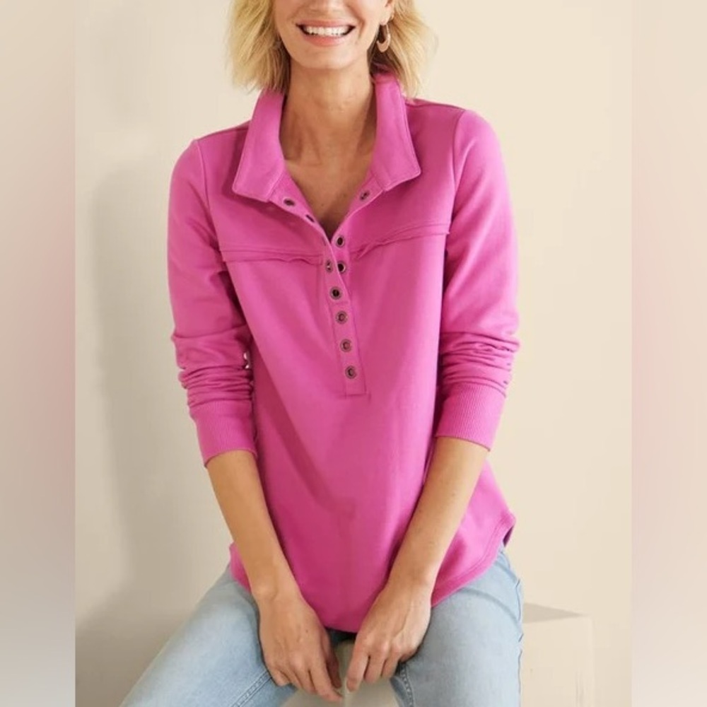 Soft Surroundings Neera French Terry Tunic Top Size XL Rose Violet S9